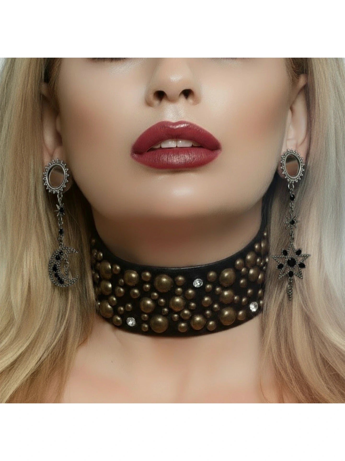 Celestial Dangle Tunnel Earrings