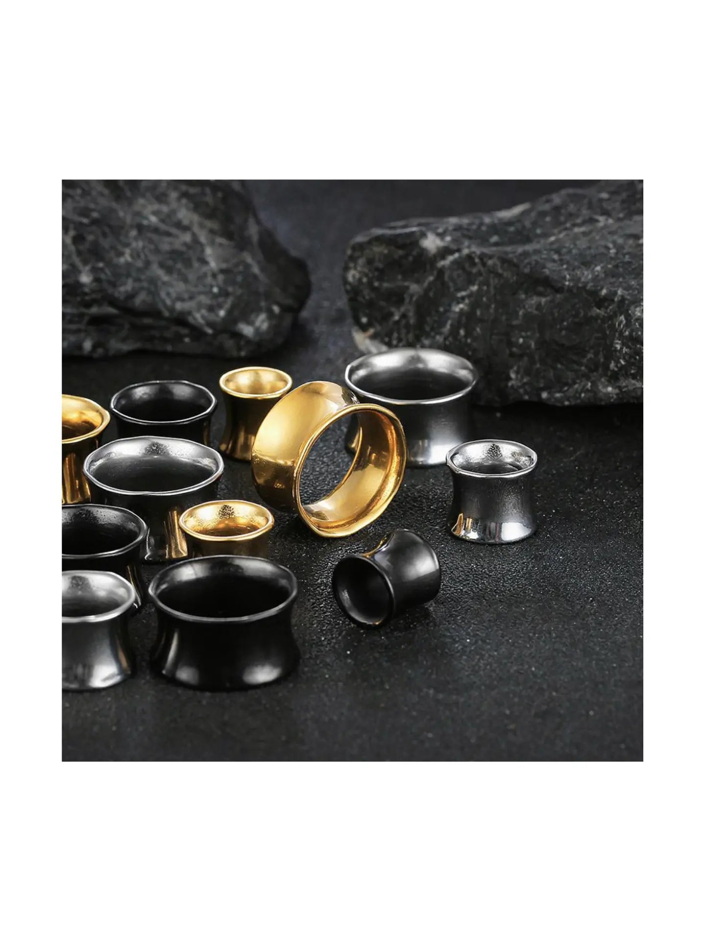 Double Flared Stainless Steel Ear Tunnels – PVD Vacuum Plated