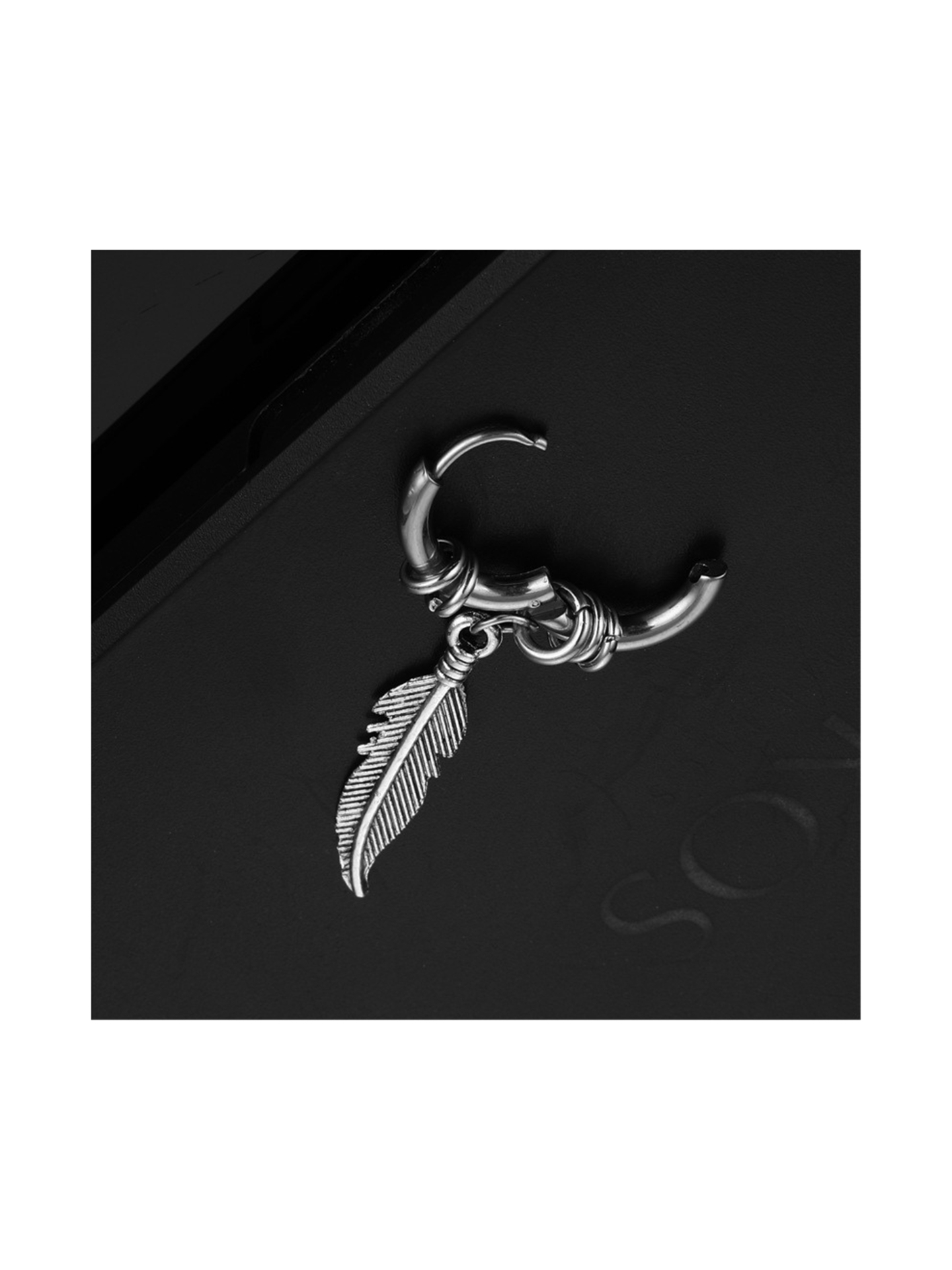 Feather Charm Dangle Hoop Earrings