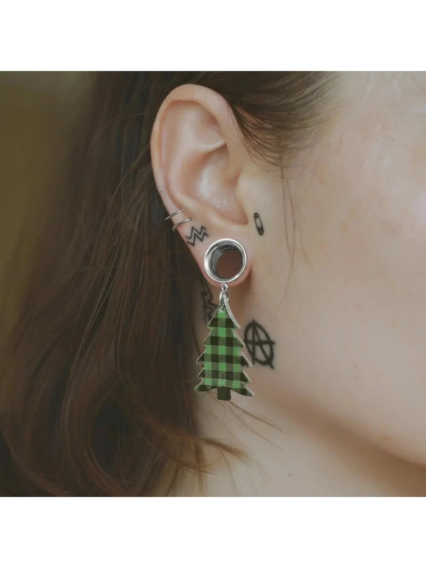Christmas tree dangle ear tunnels