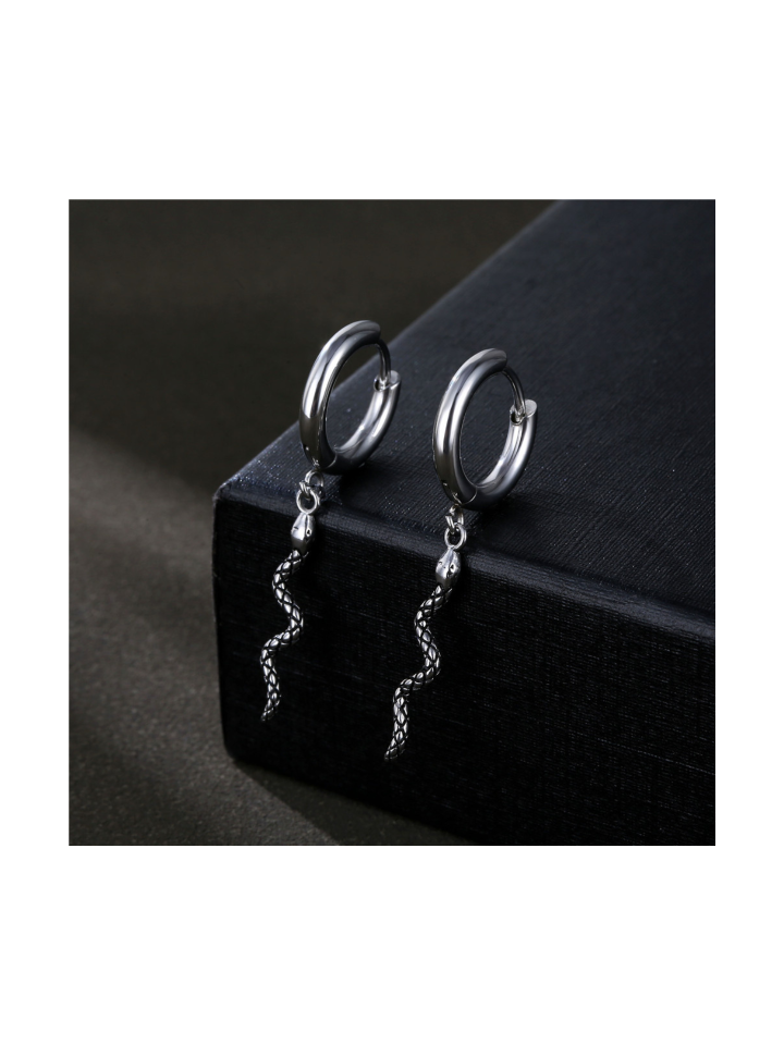 Snake Dangle Hoop Earrings