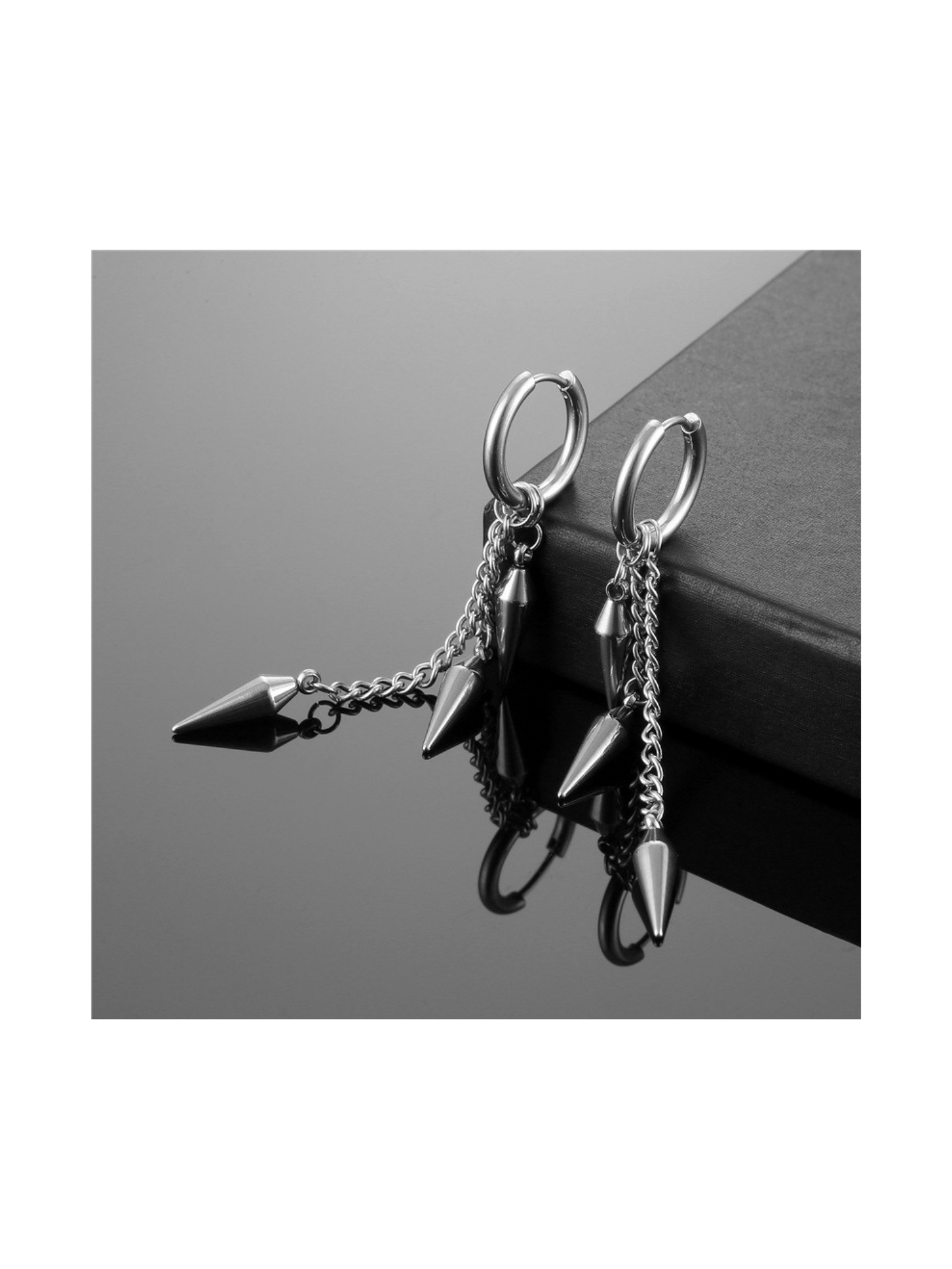 PunkPlugs Triple Spike Chain Earrings Dangles