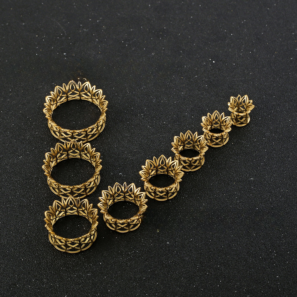 PunkPlugs Floral Hollow Ear TunnelsGold2g (6mm) - PunkPlugs