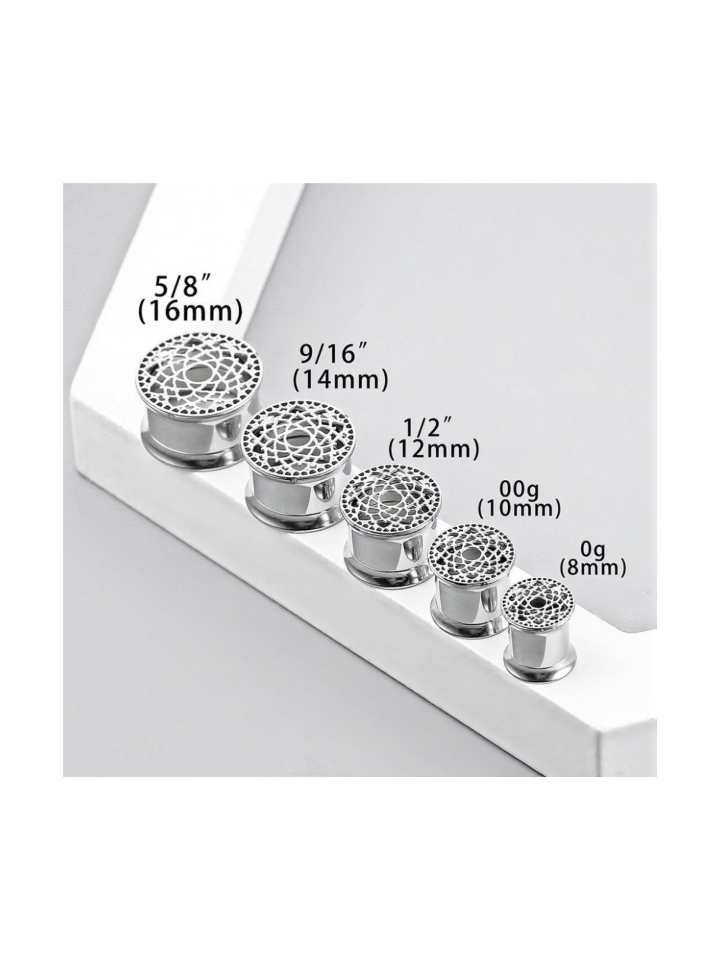 Sacred Web Mandala Threaded Ear Tunnels