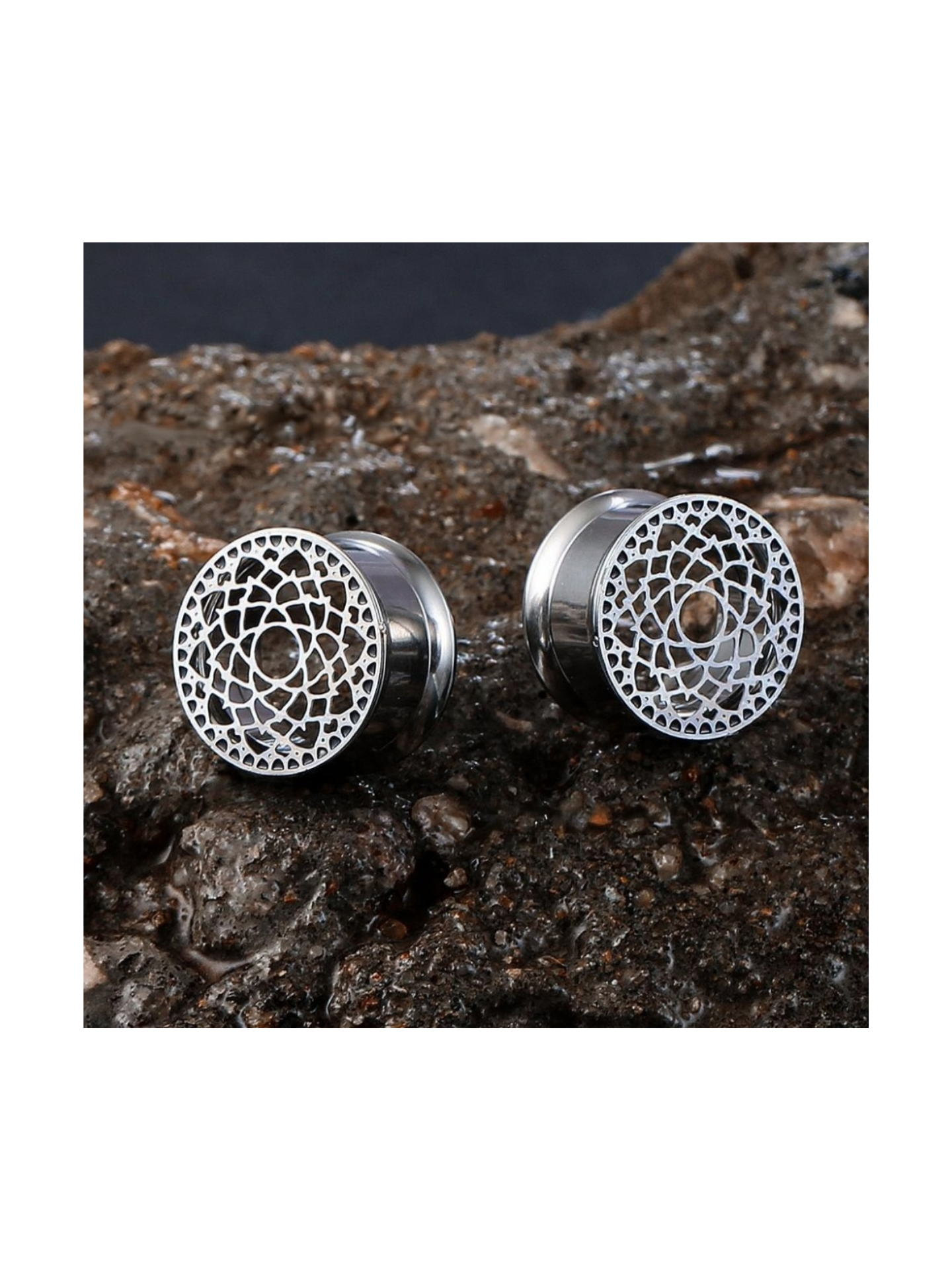 Sacred Web Mandala Threaded Ear Tunnels