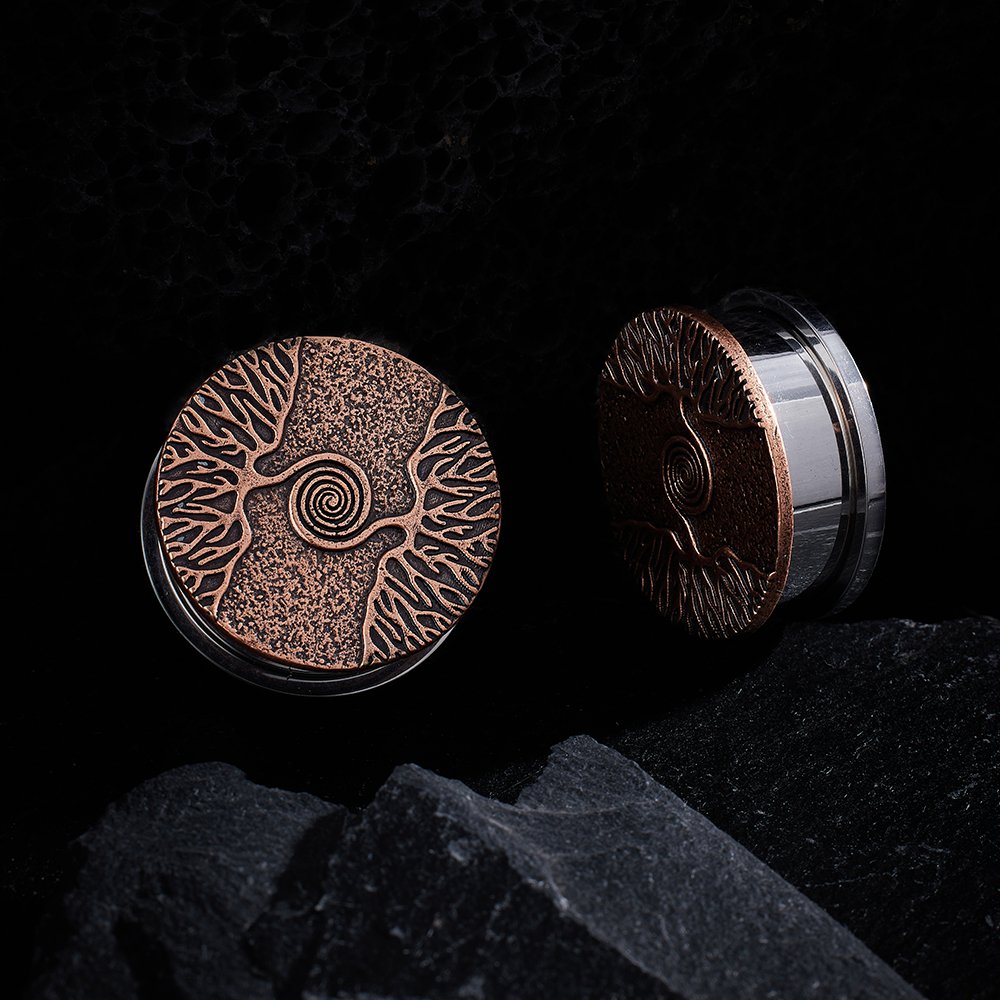 Clearance! Punk Plugs Tree Of Life Ear Gauges PlugsRose Gold0g (8mm) - PunkPlugs