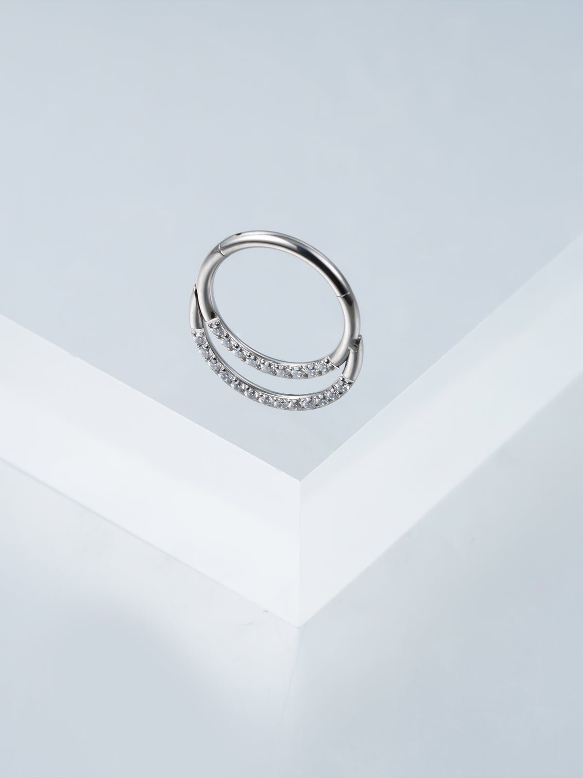 Double Layered Diamond Nose Ring - PunkPlugsHoop Diameter: 8mmSilver - PunkPlugs