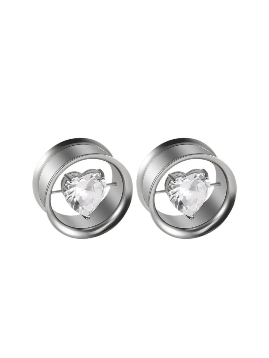 Punkplugs Diamond Ear Gauges TunnelsSilver0g (8mm) - PunkPlugs