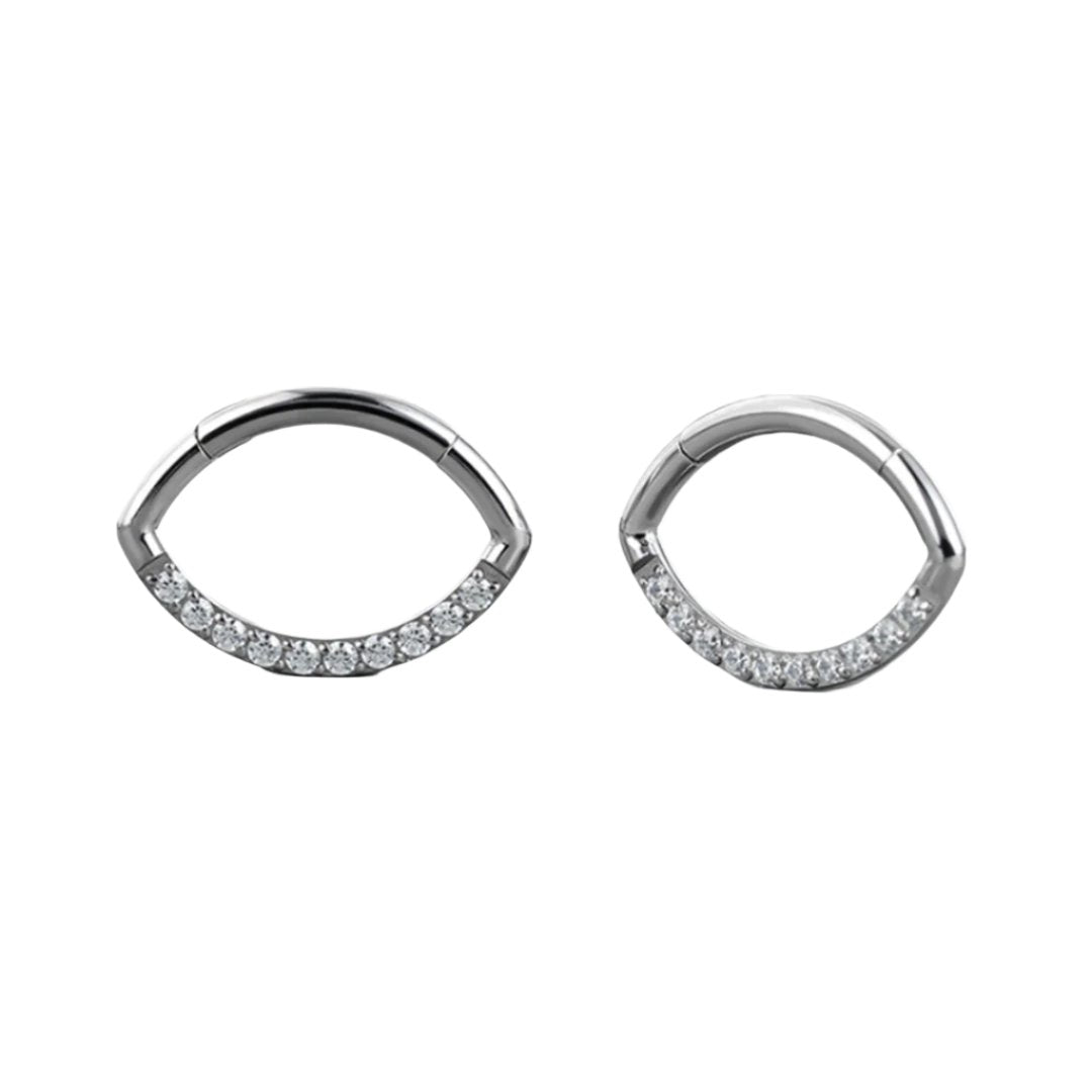 PunkPlugs Eye Shape Diamond Septum RingHoop Diameter: 10mmSilver - PunkPlugs