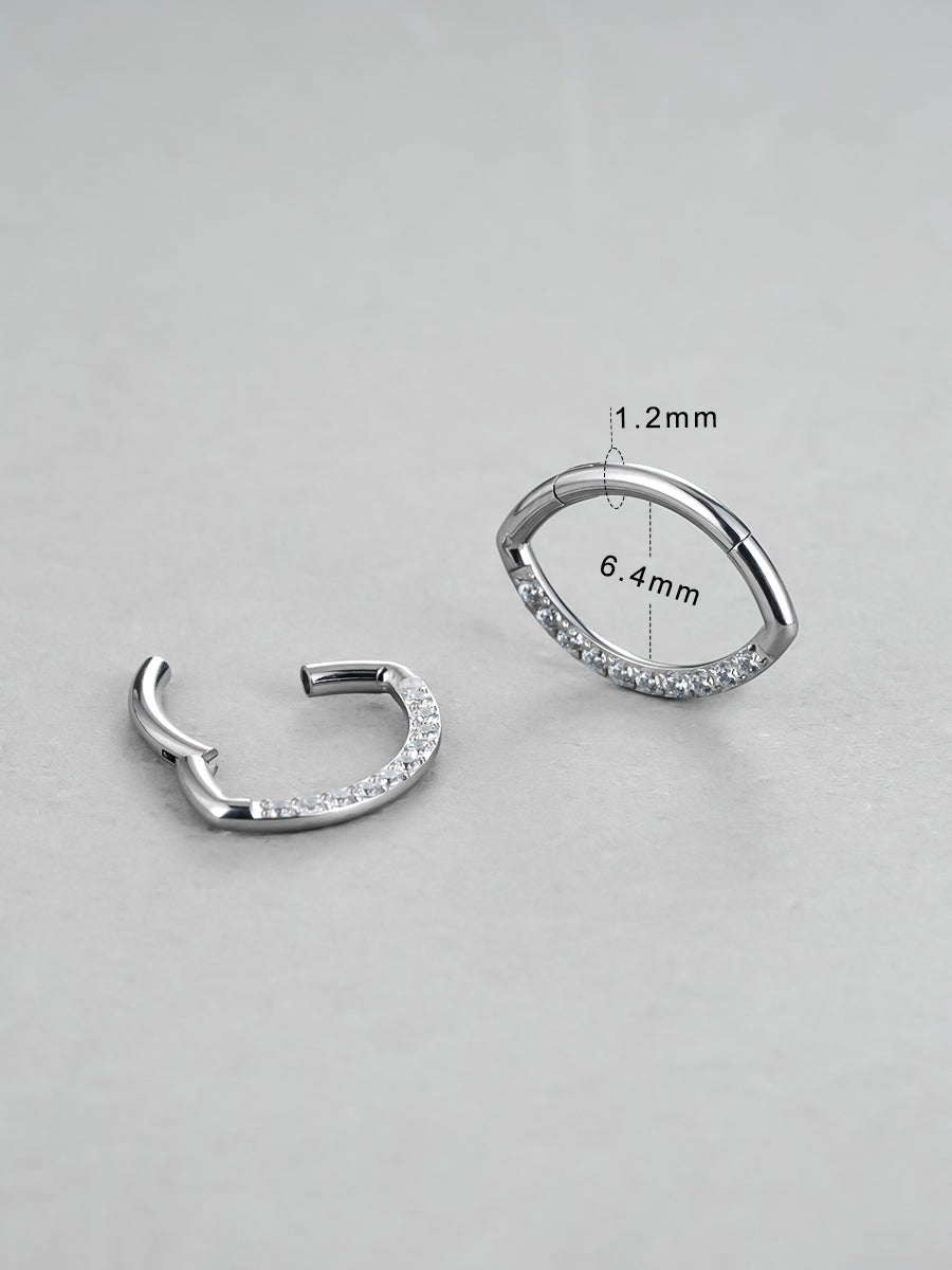 PunkPlugs Eye Shape Diamond Septum RingHoop Diameter: 10mmSilver - PunkPlugs