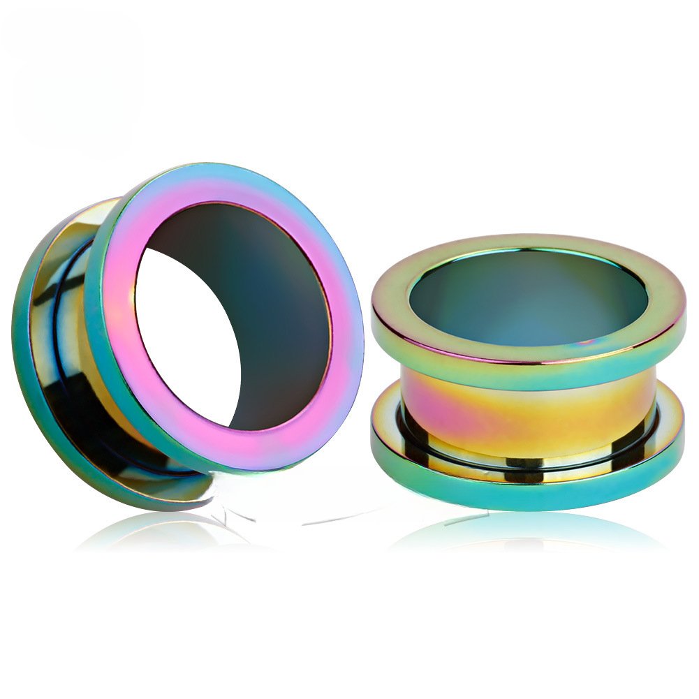 Flat - Flared Threaded Ear Tunnels Petite & Large SizeRainbow8g (3mm) - PunkPlugs