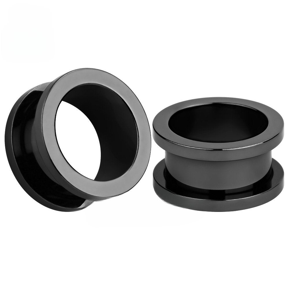 PunkPlugs Flat - Flared Threaded Ear TunnelsBlack2g (6mm) - PunkPlugs