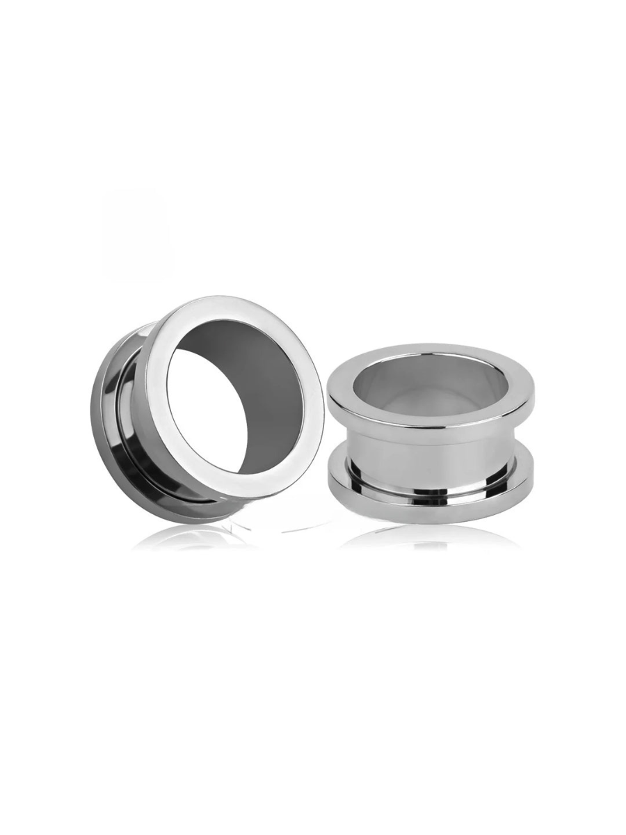 PunkPlugs Flat - Flared Threaded Ear TunnelsSilver2g (6mm) - PunkPlugs