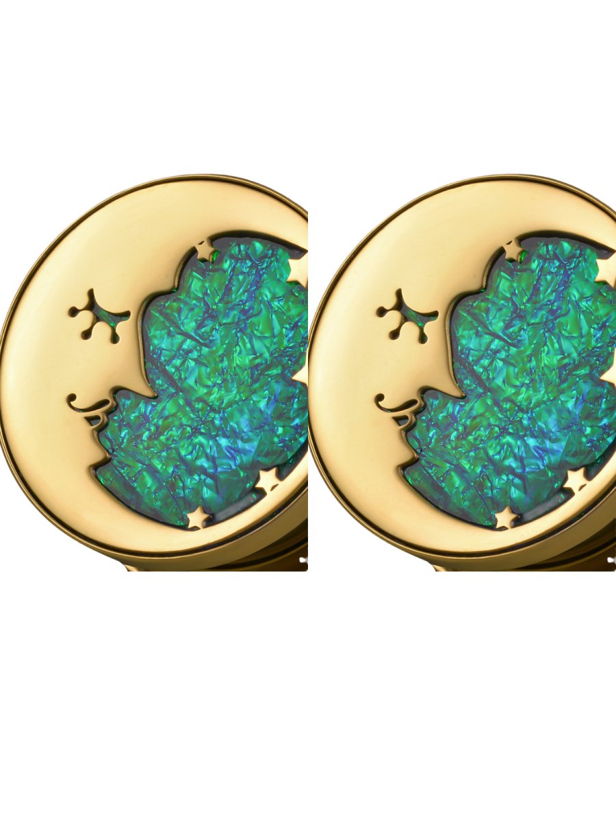 PunkPlugs Moon & Sun Ear Gauges PlugsGold0g (8mm) - PunkPlugs
