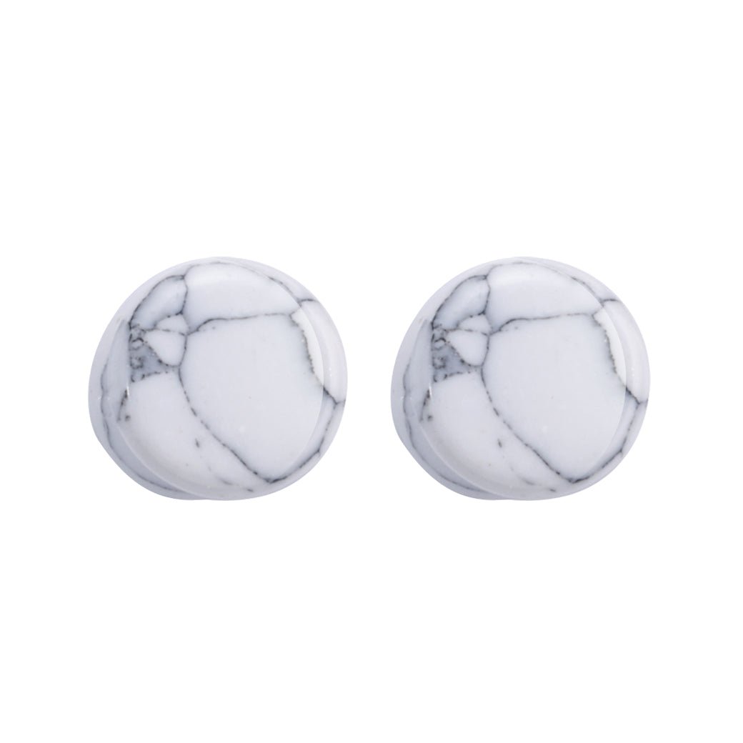 PunkPlugs Natural Stone Ear PlugsWhite2g (6mm) - PunkPlugs