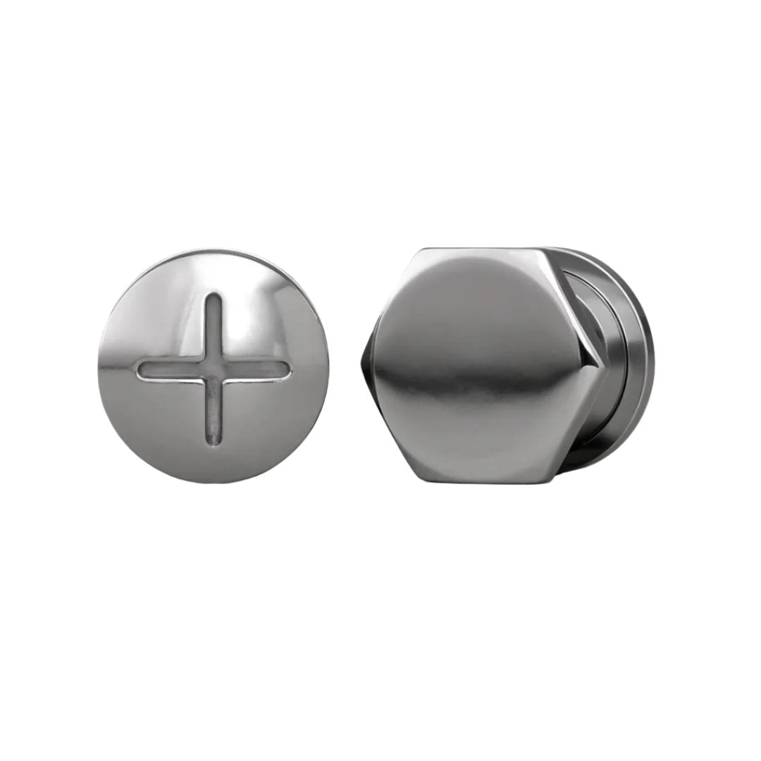 MallGoodies 6G (4mm) Screw-on Black Steel Flesh Tunnels - Ear Plugs For Lobe - Surgical Steel
