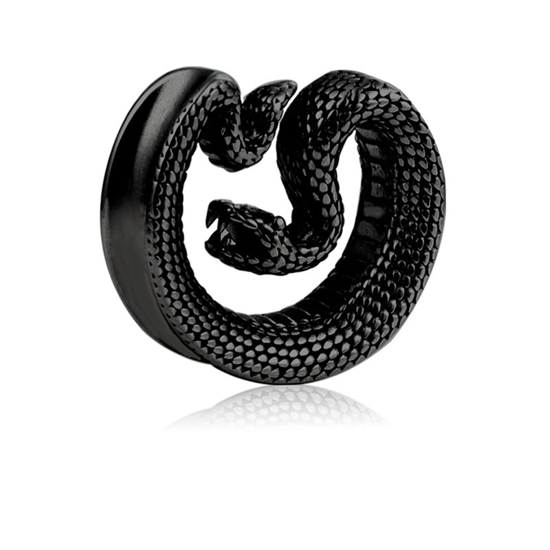 PunkPlugs Snake Steel Ear Tunnels SaddlesBlack0g (8mm) - PunkPlugs