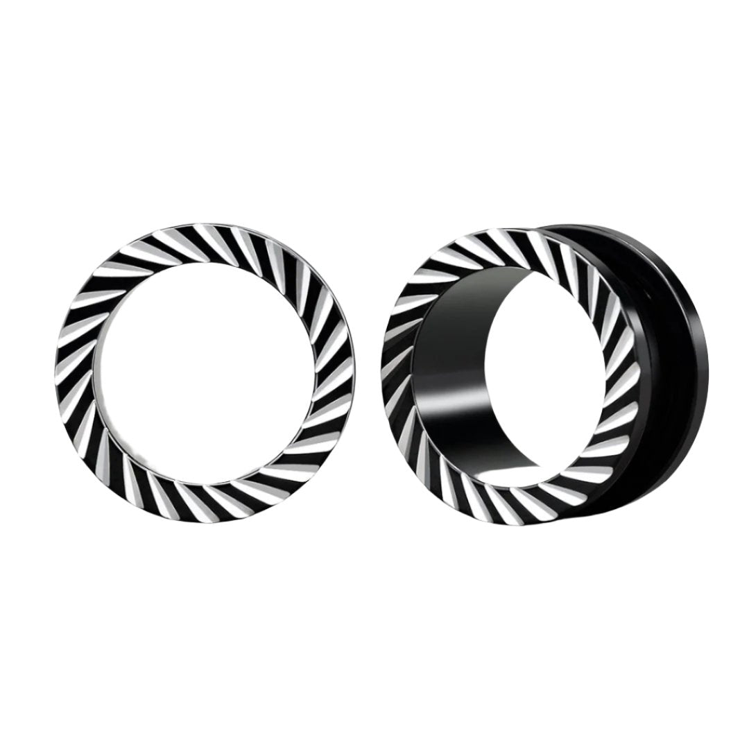 PunkPlugs Spiral Pattern Ear TunnelsBlack0g (8mm) - PunkPlugs