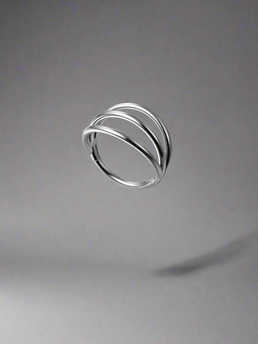 Triple Layered Steel Nose Ring - PunkplugsHoop Diameter: 8mmSilver - PunkPlugs