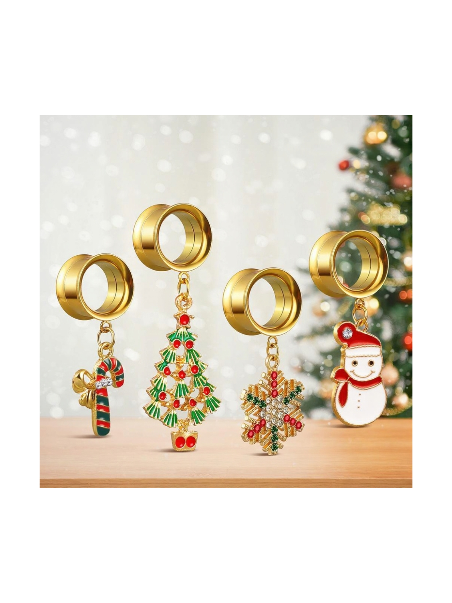 Christmas Dangle Ear Tunnels – Holiday Collection