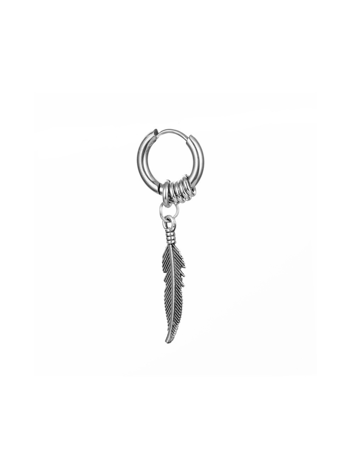 Feather Charm Dangle Hoop Earrings