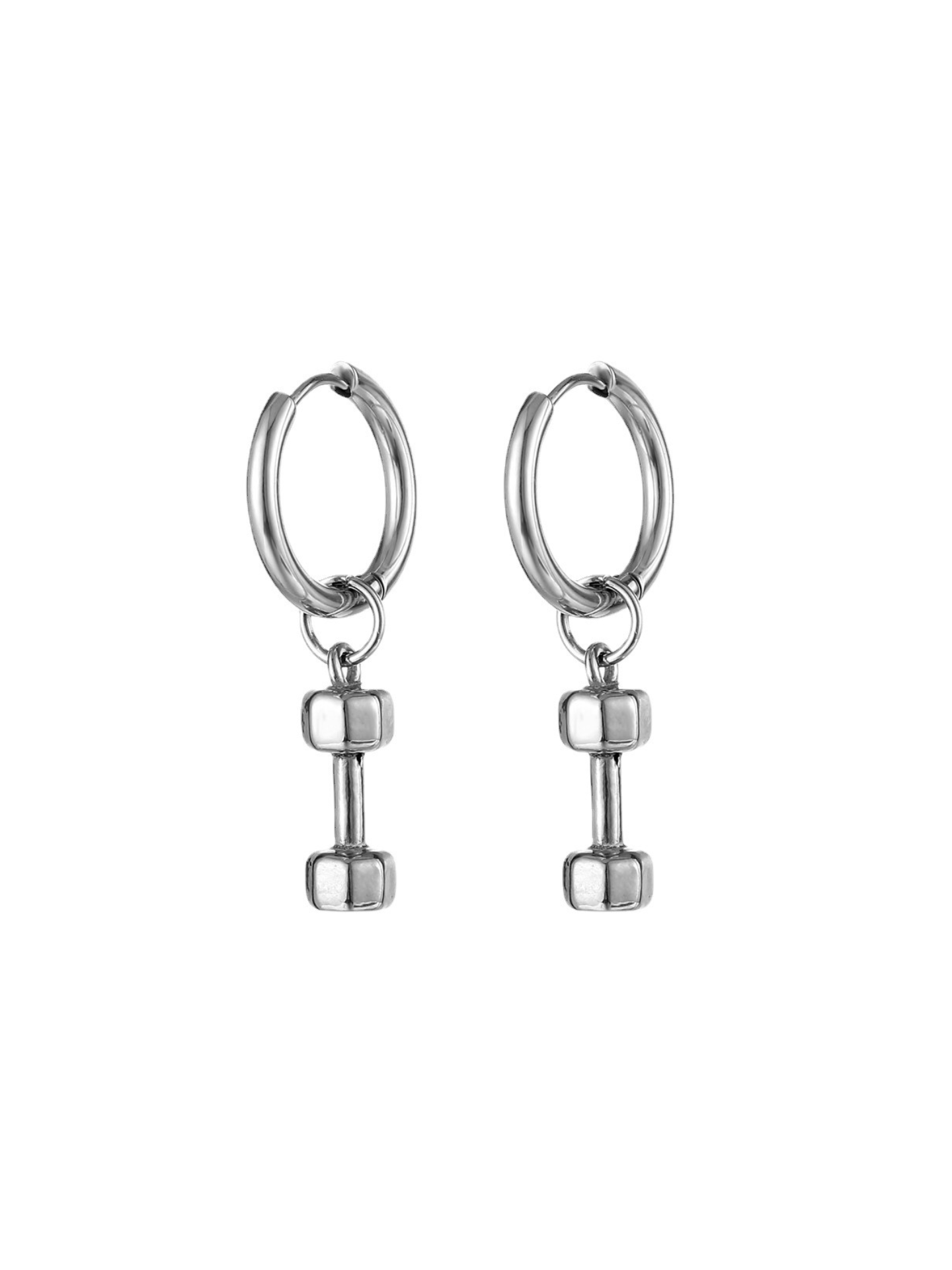 Mini Dumbbell Dangle Hoop Earrings