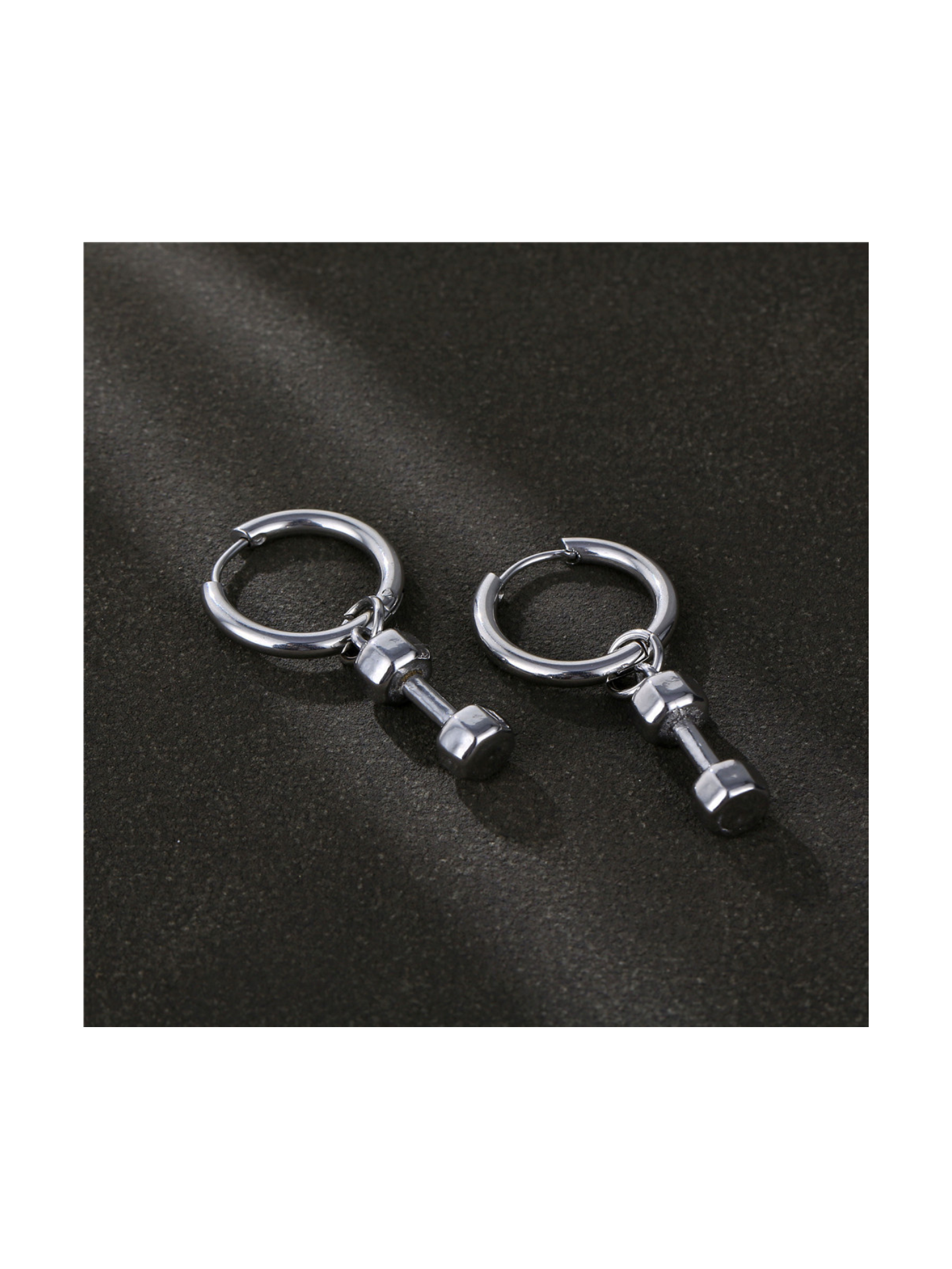 Mini Dumbbell Dangle Hoop Earrings