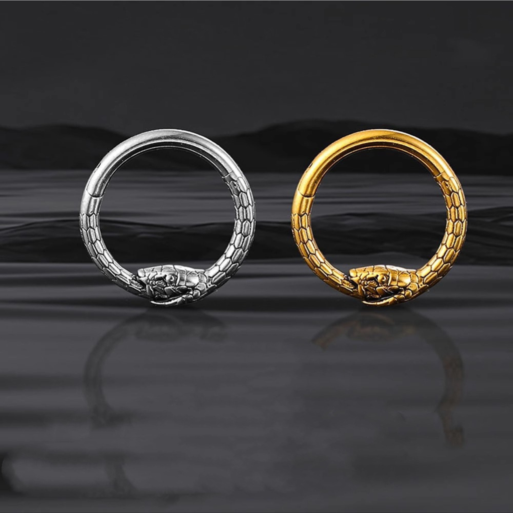 Ouroboros Snake Clicker Ring | Gothic Piercing Jewelry – PunkPlugs