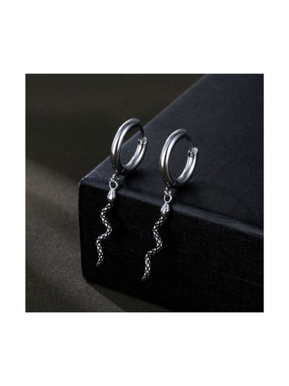 Snake Dangle Hoop Earrings