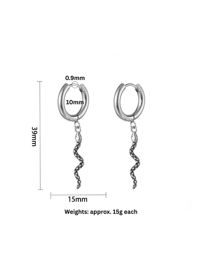 PunkPlugs Snake Dangle Hoop Earrings