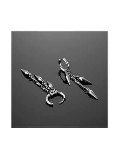 PunkPlugs Triple Spike Chain Earrings Dangles