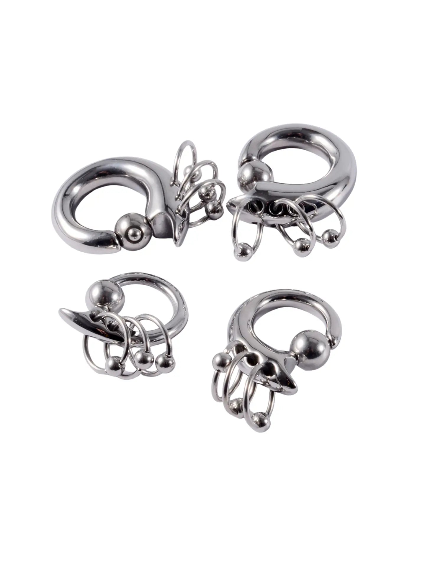 PunkPlugs Triple Stacked Bead Rings Ear Hangers/Septum Rings