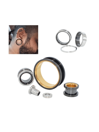 dual color flate flared ear tunnels