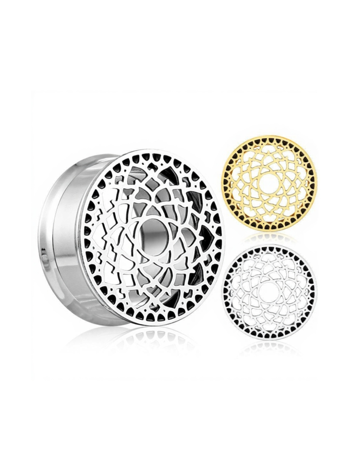 Sacred Web Mandala Threaded Ear Tunnels
