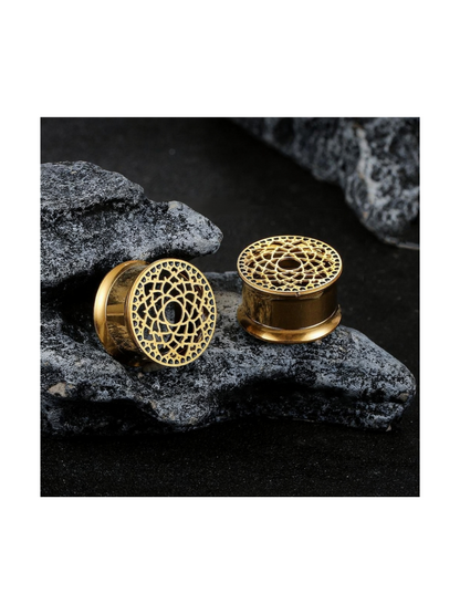Sacred Web Mandala Threaded Ear Tunnels