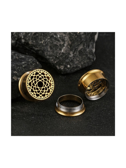 Sacred Web Mandala Threaded Ear Tunnels