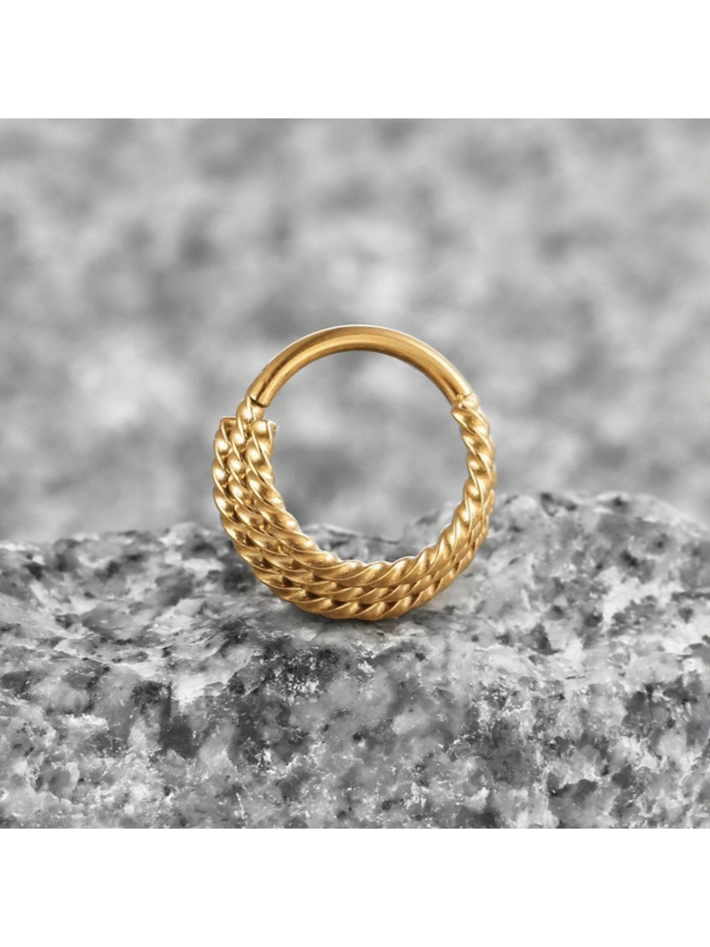 Klicker mit gedrehter Seilstruktur – Piercing-Hoop in Silber, Gold und Schwarz