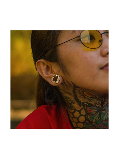 Wave Pattern Stainless Steel Ear Tunnels