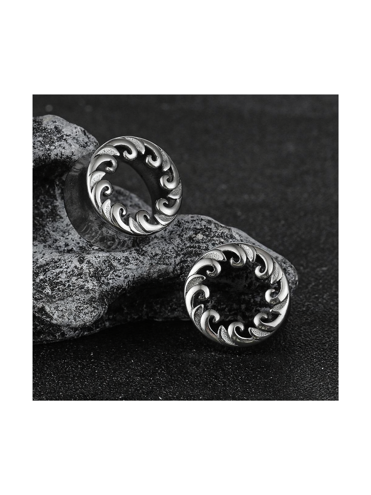 Écarteurs d'Oreille en Acier Inoxydable à Motif Vague – Plaqué sous Vide PVD