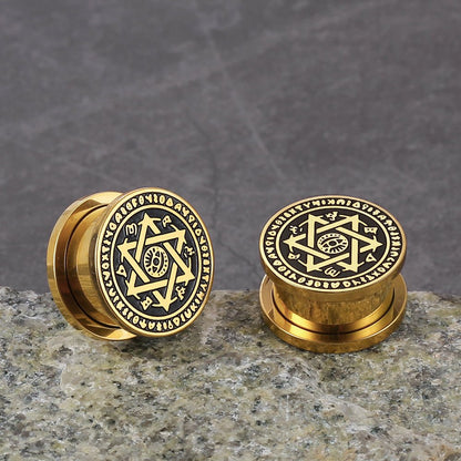 Clearance! Punkplugs Star of David Steel Ear PlugsGold5/8" (16mm) - PunkPlugs