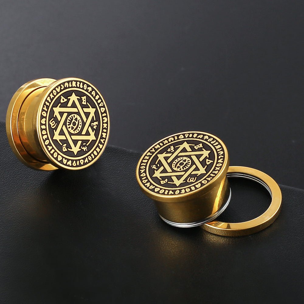 Clearance! Punkplugs Star of David Steel Ear PlugsGold5/8" (16mm) - PunkPlugs