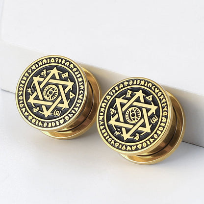 Clearance! Punkplugs Star of David Steel Ear PlugsGold5/8" (16mm) - PunkPlugs