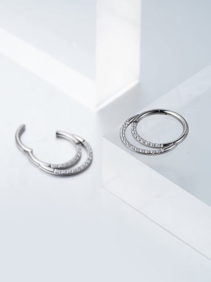 Double Layered Diamond Nose Ring - PunkPlugsHoop Diameter: 8mmSilver - PunkPlugs
