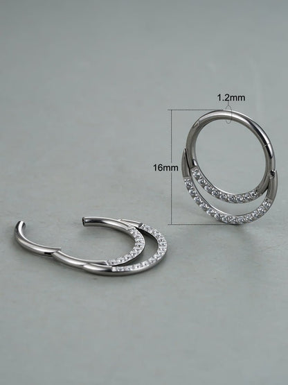 Double Layered Diamond Nose Ring - PunkPlugsHoop Diameter: 8mmSilver - PunkPlugs