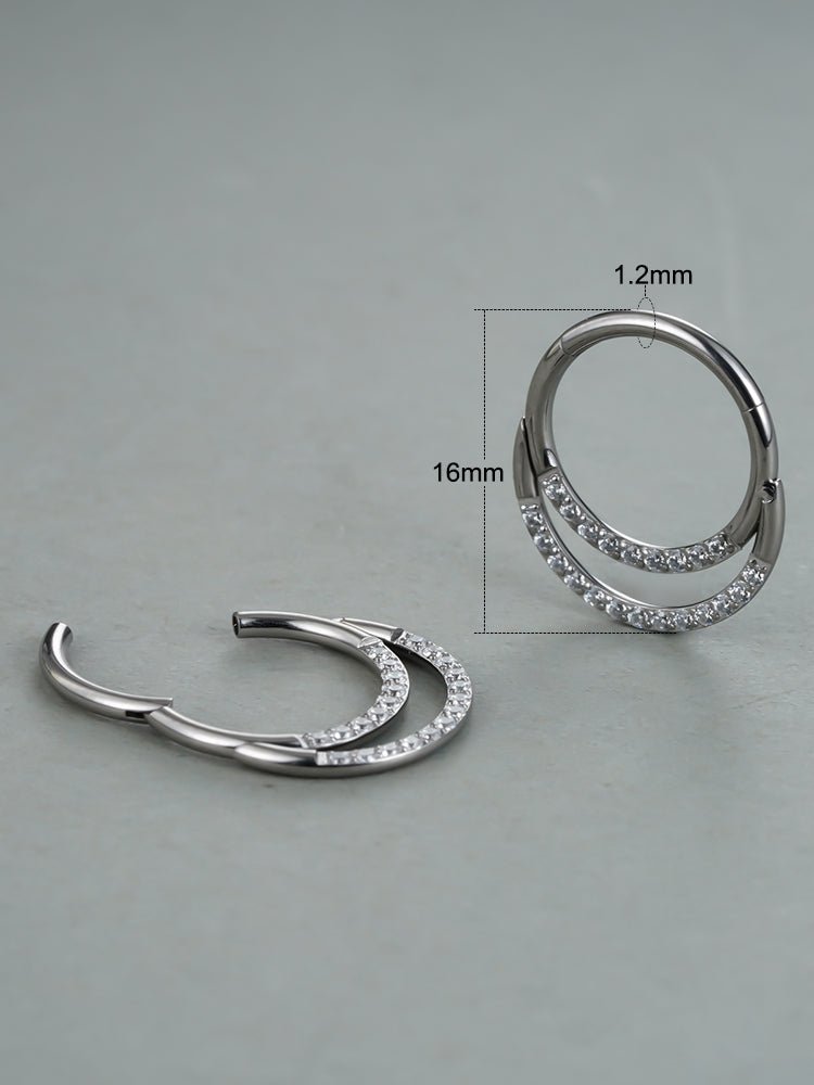 Double Layered Diamond Nose Ring - PunkPlugsHoop Diameter: 8mmSilver - PunkPlugs