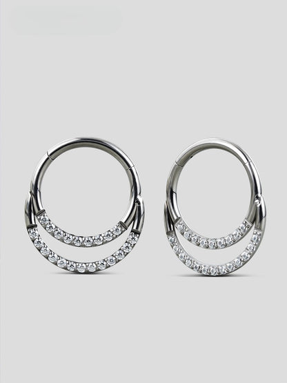Double Layered Diamond Nose Ring - PunkPlugsHoop Diameter: 8mmSilver - PunkPlugs