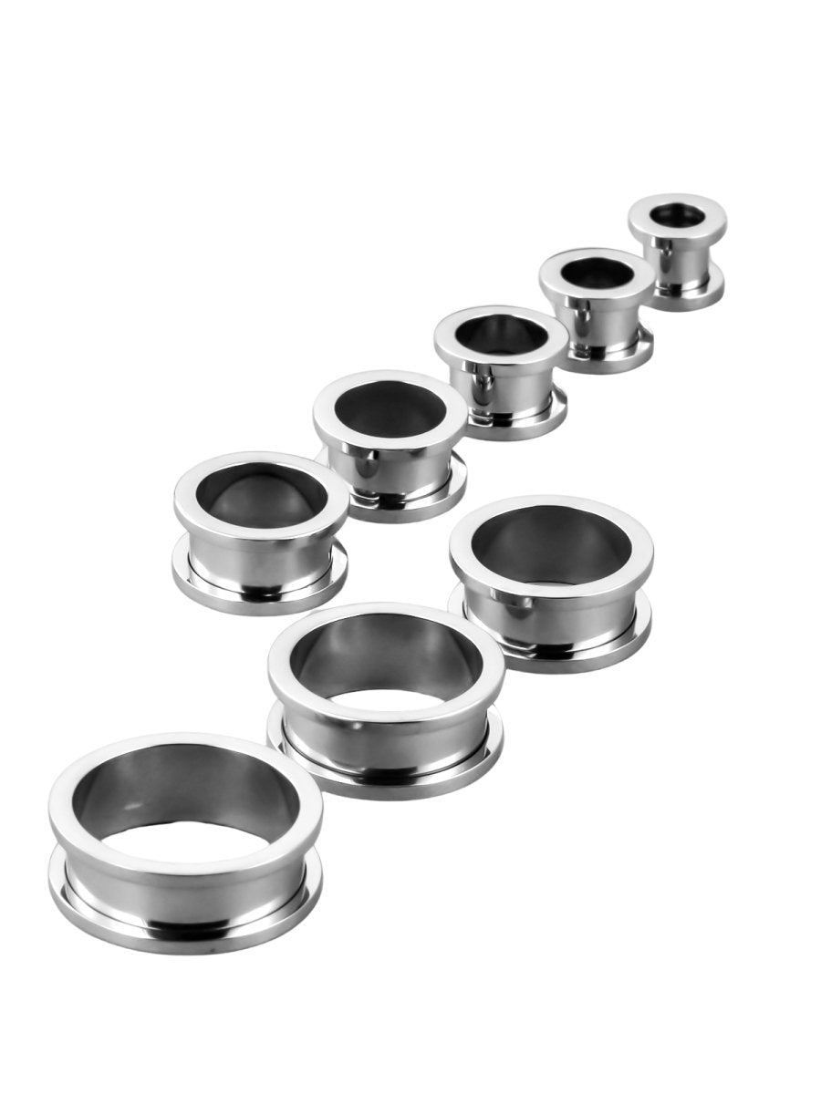 Flat - Flared Titanium Threaded Ear TunnelsSilver0g (8mm) - PunkPlugs