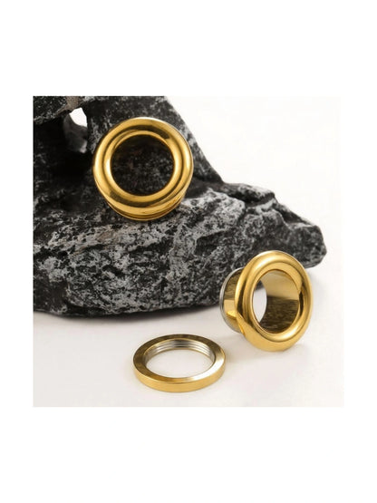 polished round flare ear tunnels for stretched ears