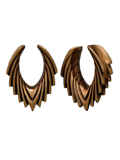 PunkPlugs Angel Wings Streamline Copper Ear Saddles TunnelsGold0g (8mm) - PunkPlugs