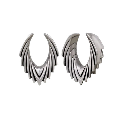 PunkPlugs Angel Wings Streamline Copper Ear Saddles TunnelsSilver0g (8mm) - PunkPlugs